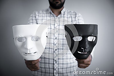 Man hand black and white mask Stock Photo