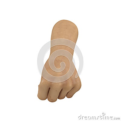 Man hand clenched into fist on white. 3D illustration Cartoon Illustration