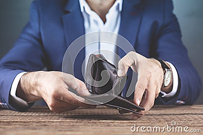 Man hand empty wallet Stock Photo