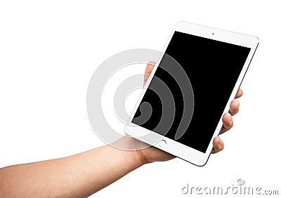 Man hand holding the iPad mini 3 retina Editorial Stock Photo