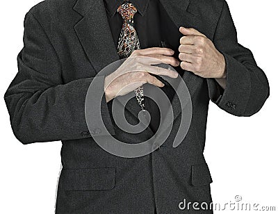 Man hand holding a leather wallet Stock Photo