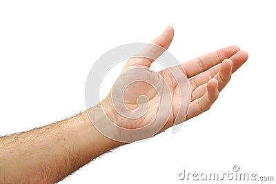 Man hand open and ready to help or receive Stock Photo