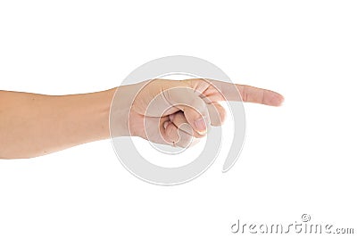 Man hand pointing isolated on white background Stock Photo