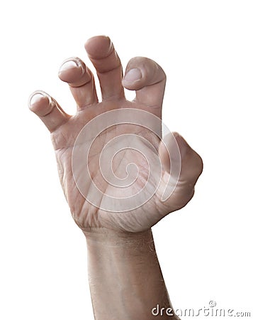 Man hand reach out isolated Stock Photo