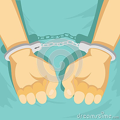 Man in handcuffs. Detention of of the criminal. Stock Vector car Vector Illustration