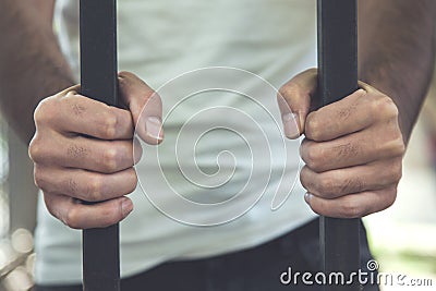 Man hands bars Stock Photo