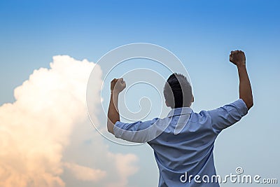 Man hands up Stock Photo