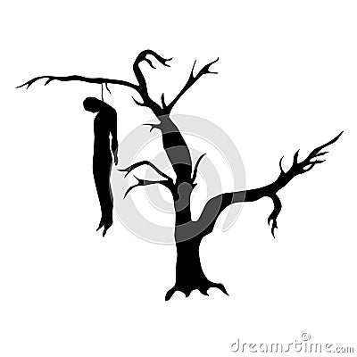 Man hanged from a dead tree Vector Illustration