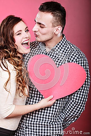 Man and happy blinking woman. Love concept. Stock Photo