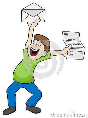 Man is happy about good news Vector Illustration