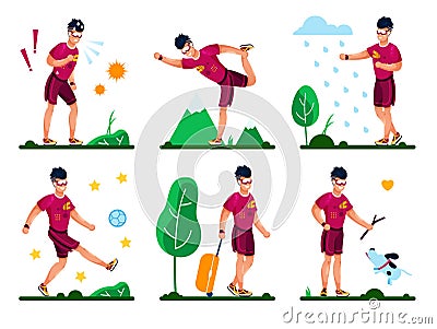 Summer Time Activities Flat Vector Concepts Set Stock Photo