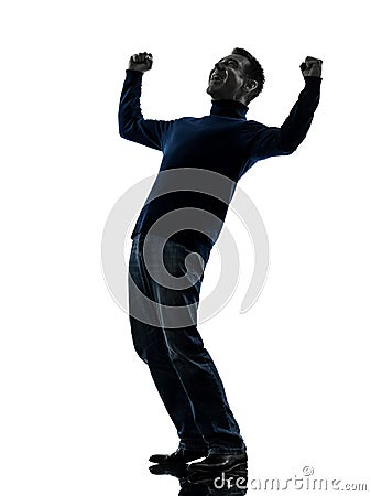 Man happy stong victorious silhouette full length Stock Photo