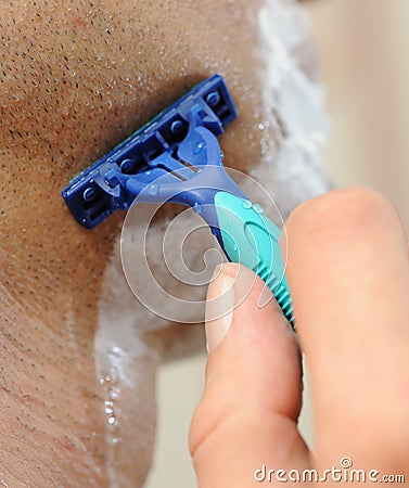 The man has a shave Stock Photo