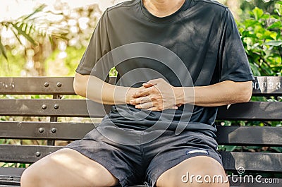 Man has stomachache Stock Photo