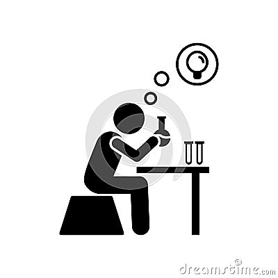 Man have idea in labaratory icon. Simple pictogram of human with idea icons for ui and ux, website or mobile application Stock Photo
