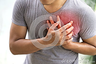 man having heart attack Stock Photo