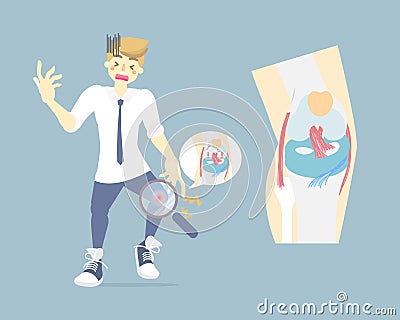 Man having knee arthritis, anatomy and bone, medical internal organs body part nervous system, health care concept Vector Illustration