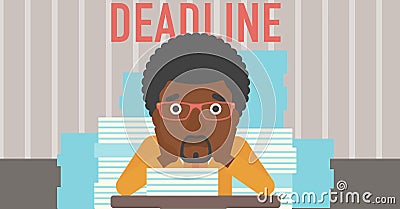 Man having problem with deadline. Vector Illustration