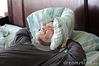 Man Having Trouble Sleeping Stock Photo