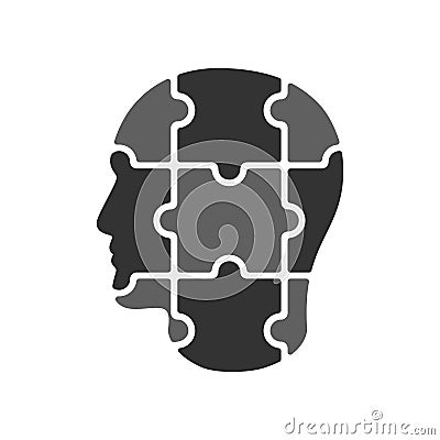 Man head from puzzles Cartoon Illustration