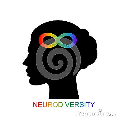 Man head with rainbow infinity symbol Vector Illustration