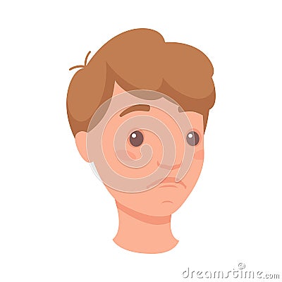 Man Head Showing Sad Face Expression and Emotion of Unhappiness Half-turned Vector Illustration Vector Illustration