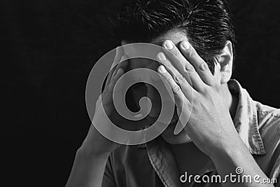 Man with headache Stock Photo