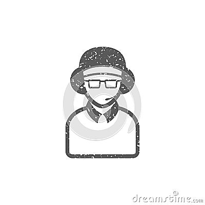 Grunge icon - Man headphone Vector Illustration