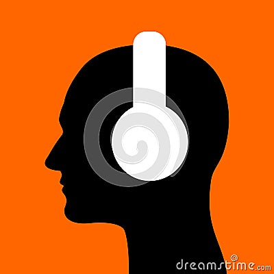 Man with headphones and earphones on the head Vector Illustration