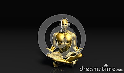 Man with Headphones Listening to Music Meditating Stock Photo