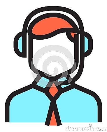 Man in headset icon. Customer help icon. Sales manager Vector Illustration