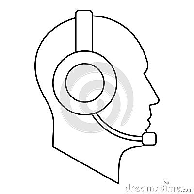 Man with a headset icon, outline style Vector Illustration