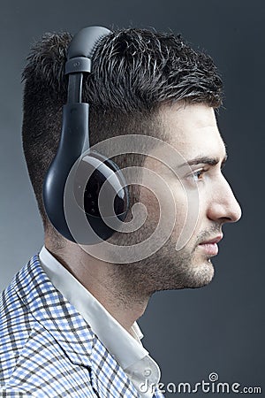Man with headsets Stock Photo
