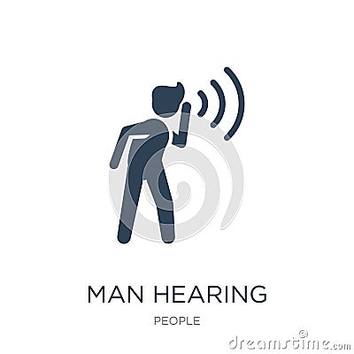 man hearing icon in trendy design style. man hearing icon isolated on white background. man hearing vector icon simple and modern Vector Illustration