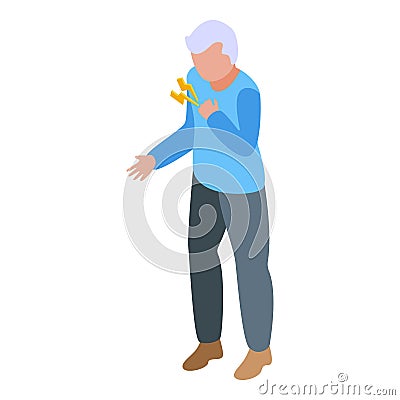 Man heart palpitation icon isometric vector. Anxiety attack Vector Illustration