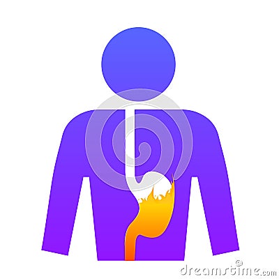 Person with heartburn stomach Vector Illustration