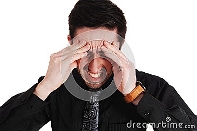 Man with heavy headache. Stock Photo