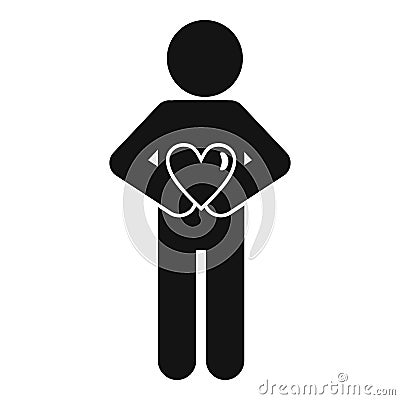 Man hide heart icon, simple style Vector Illustration