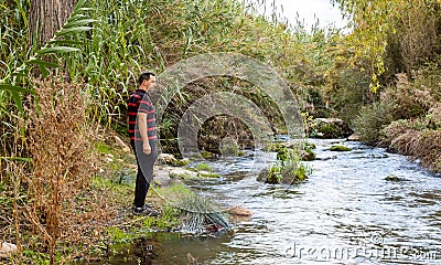 Man doing hiking Stock Photo