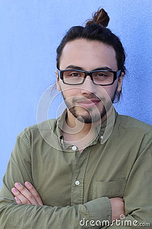 Man Hipster Style Fashion Guy Beard Glasses Portrait Casual Person Stock Photo