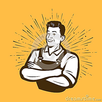 Man with his arms crossed. Professional vector illustration Vector Illustration