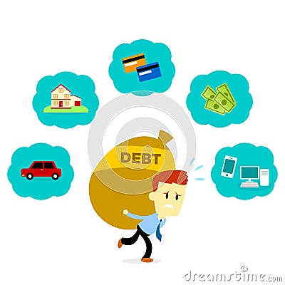 Man with His Debt Stock Photo