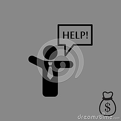 Man with his hands asks for help Vector Illustration