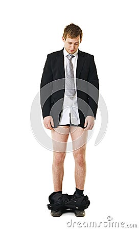 Man with his pants down Stock Photo