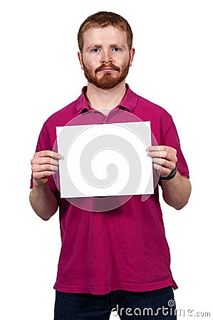 Man holding blank paper Stock Photo