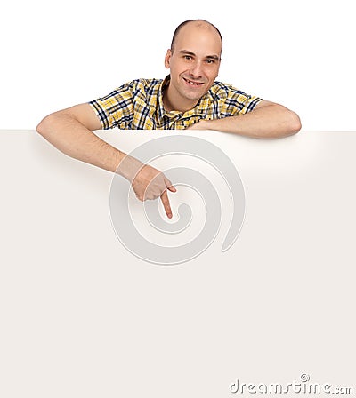 Man holding blank poster Stock Photo