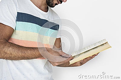 Man Holding Book Reading Studious Stock Photo