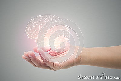 Man holding brain Cartoon Illustration