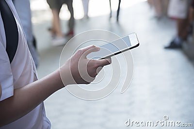 A man holding a cellphone Stock Photo