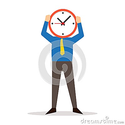 Man Holding Clock Covering Face Vector Illustration